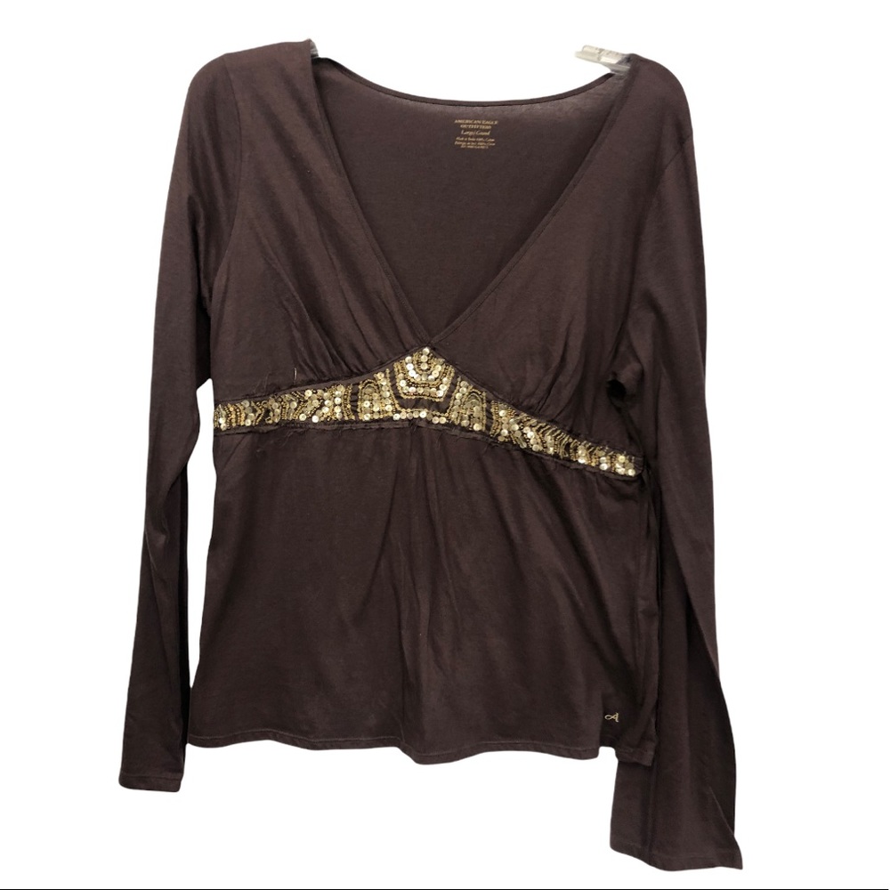 American Eagle Large top with sequins and embellishments under the bust.